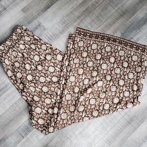 Max Studio London Wide Leg Floral Pants NWT Size L Boho Elastic Waist Culottes
